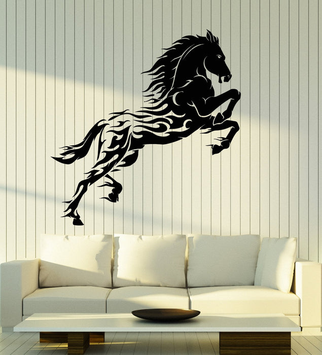 Vinyl Wall Decal Forks Of Flame Fantastic Horse Wild Mustang Horse Stickers (2710ig)