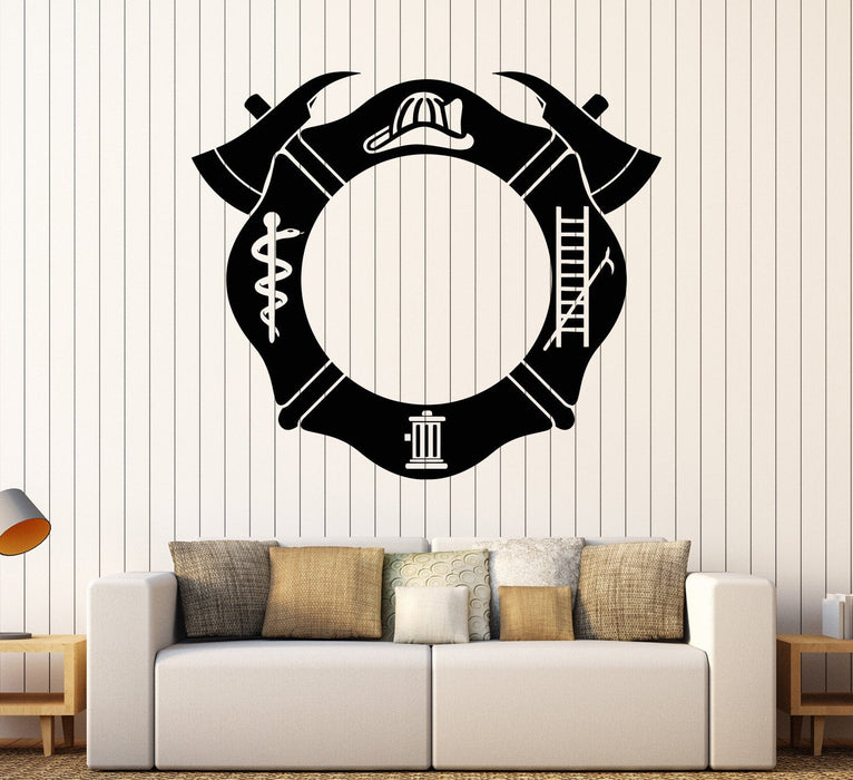 Autocollant mural en vinyle pompiers emblème du service d'incendie sauveteurs autocollants cadeau unique (912ig)