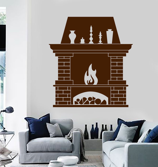 Viny Wall Decal Fireplace Fire Home Interior Room Stickers Unique Gift (ig3821)