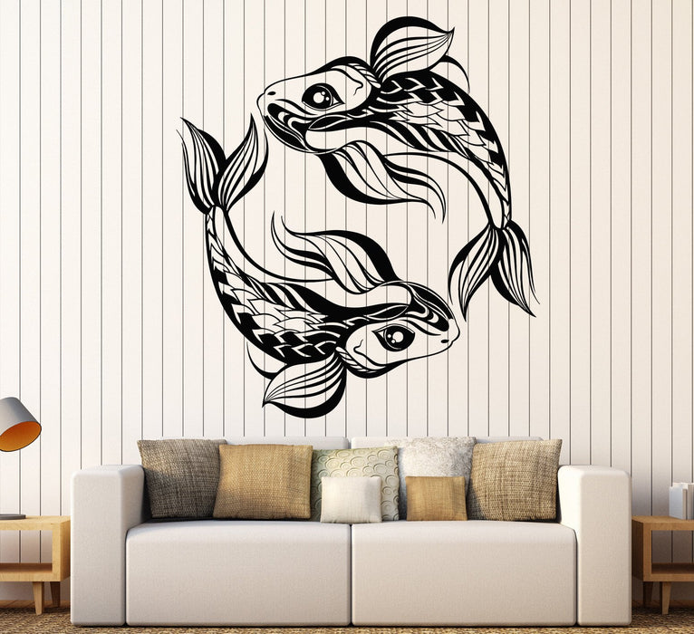 Vinyl Wall Decal Pisces Horoscope Animals Fishes Asian Style Stickers Unique Gift (1126ig)