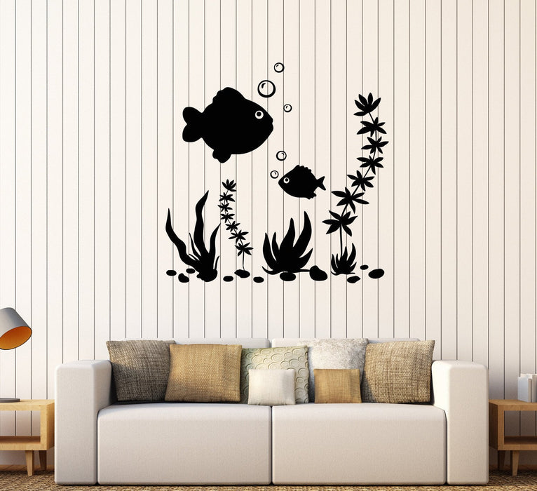 Vinyl Wall Decal Fish Aquarium Marine Art Sea Ocean Bathroom Stickers Unique Gift (232ig)