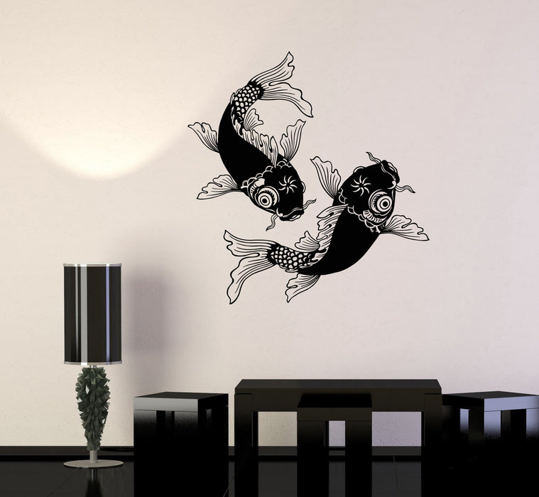 Vinyl Wall Decal Fish Chinese Goldfish Yin Yang Symbol Stickers Unique Gift (998ig)