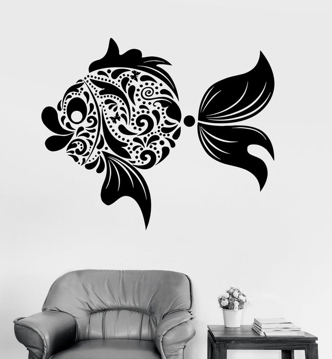 Vinyl Wall Decal Fish Patterns Marine Theme Children's Room Stickers Unique Gift (ig3301)