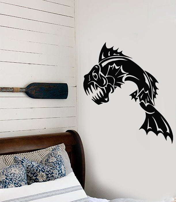 Wall Stickers Vinyl Decal Mutant Fish Ocean Monster Piranha Art Decor Unique Gift (ig160)
