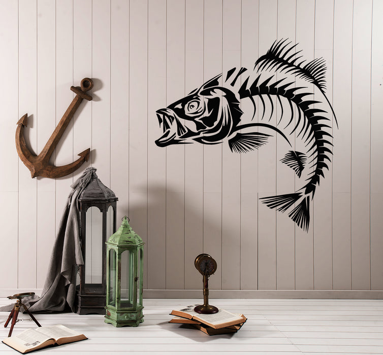 Vinyl Wall Decal Fish Skeleton Hobby Fishing Club Stickers (3962ig)
