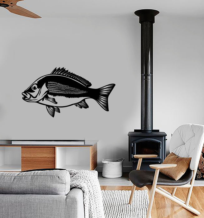 Vinyl Wall Decal Fish Fishing Club Logo For Fisherman Stickers (3955ig)