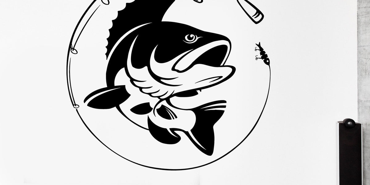 Vinyl Wall Decal Fish Fishing Rod Hobby Fisherman Stickers Murals