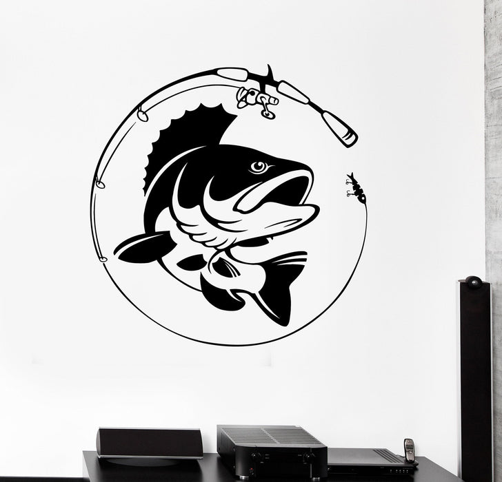 Vinyl Wall Decal Fish Fishing Rod Hobby Fisherman Stickers Murals Unique Gift (ig4677)