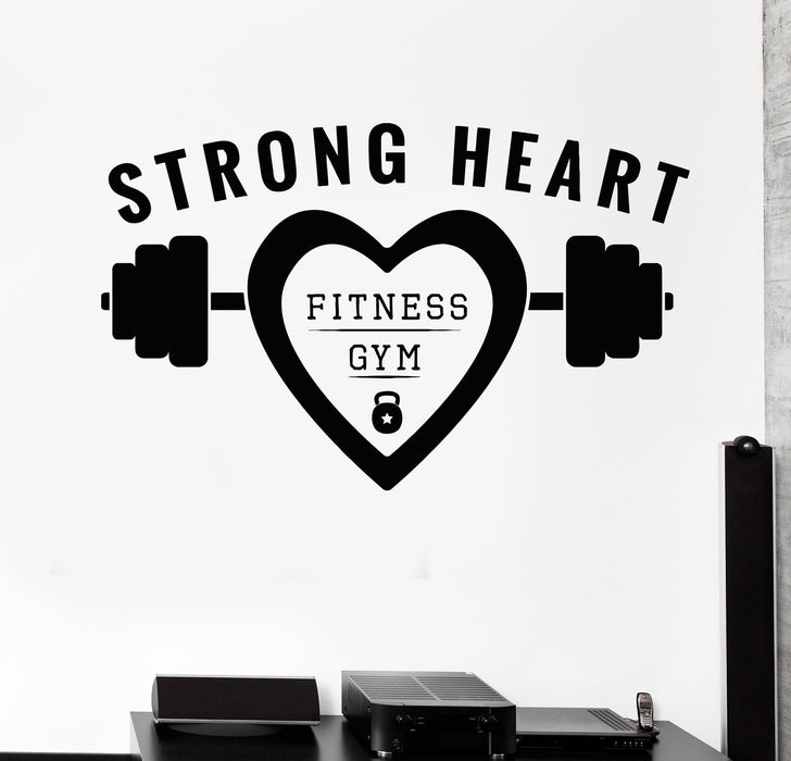 Vinyl Wall Decal Fitness Center Gym Strong Heart Health Sport Stickers Unique Gift (1073ig)