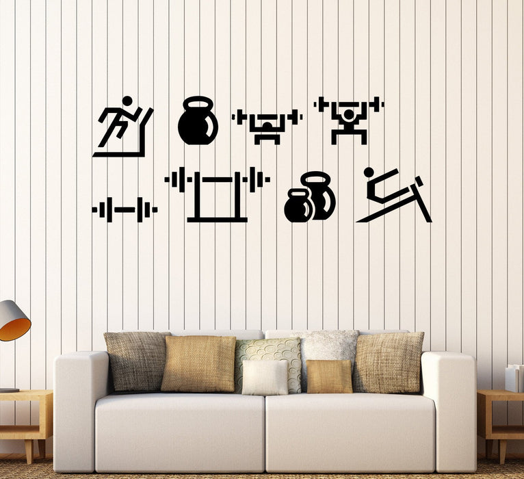 Vinyl Wall Decal Sports Set Fitness Gym Healthy Lifestyle Stickers Unique Gift (335ig)