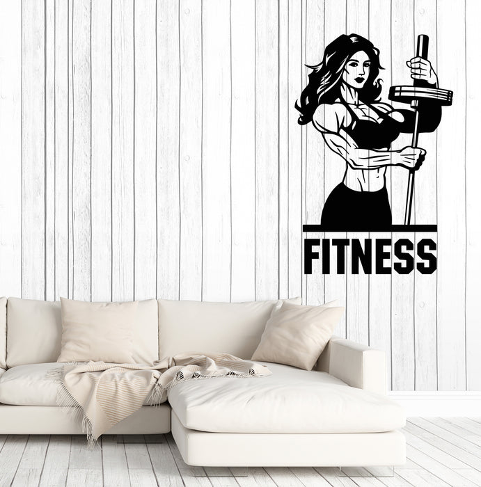 Vinyl Wall Decal Gym Fitness Girl Muscles Sexy Beautiful Body Stickers (3448ig)