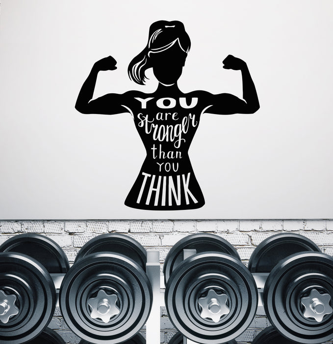 Vinyl Wall Decal Motivational Quote Sport Fitness Girl Gym Stickers (3425ig)