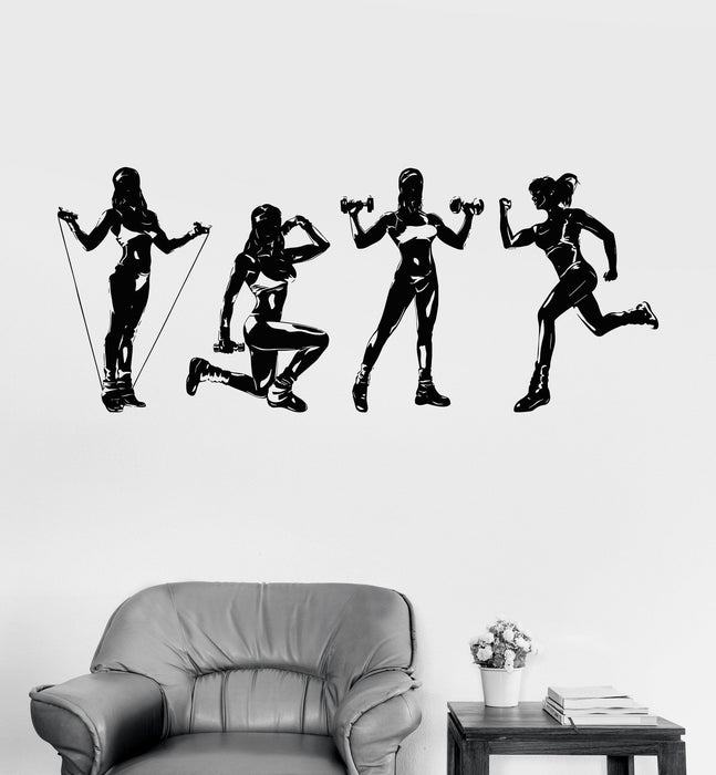 Vinyl Wall Decal Women Gym Fitness Motivation Sports Set Stickers Unique Gift (ig3548)