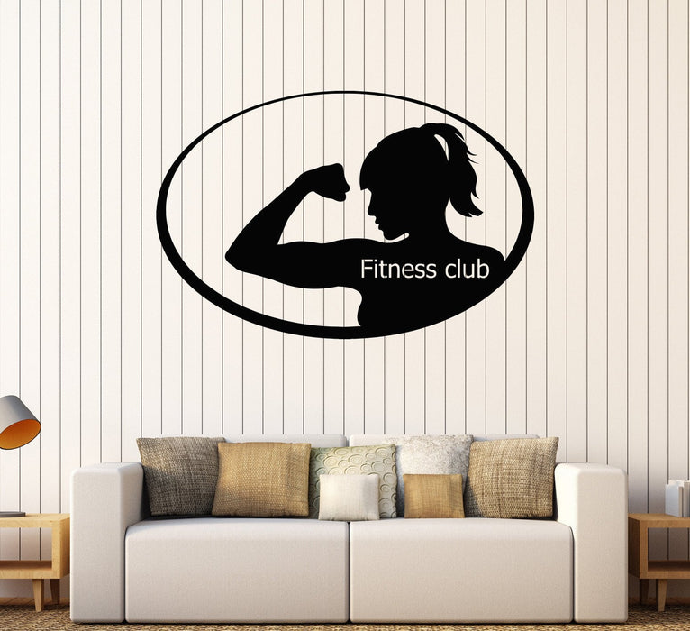 Виниловая наклейка на стену Фитнес-клуб Женщина Девушка Тренажерный зал Наклейки настенная роспись Уникальный подарок (538ig)