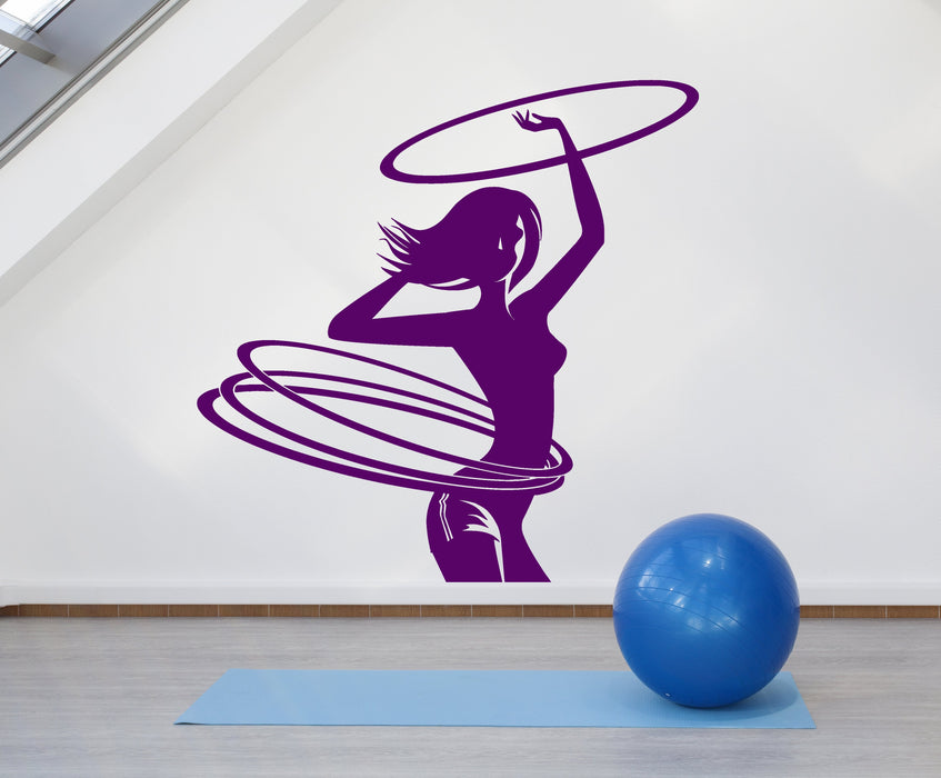 Vinyl Wall Decal Hula Hup Sport Gymnastics Gym Fitness Girl Stickers (2686ig)