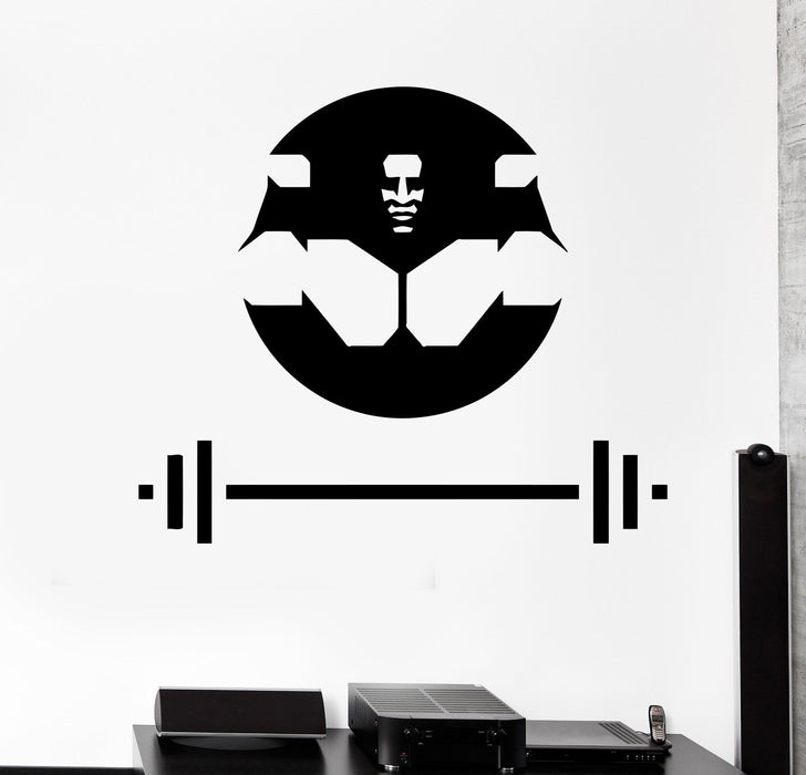 Vinyl Wall Decal Muscled Bodybuilding Barbell Gym Sports Stickers Unique Gift (339ig)
