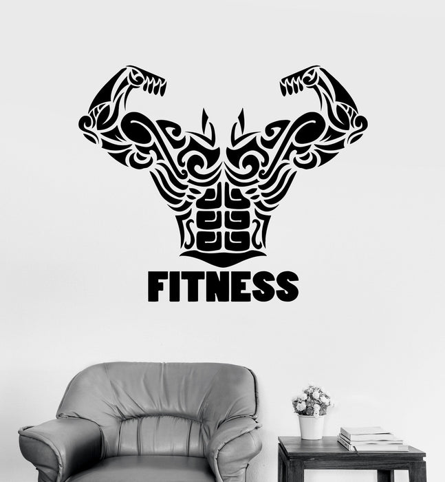 Vinyl Wall Decal Fitness Word Gym Bodybuilding Sports Stickers Unique Gift (ig4192)