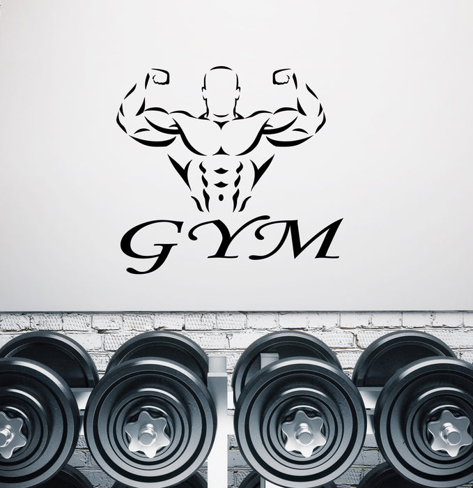Vinyl Wall Decal Gym Fitness Logo Muscles Beautiful Body Stickers (3146ig)