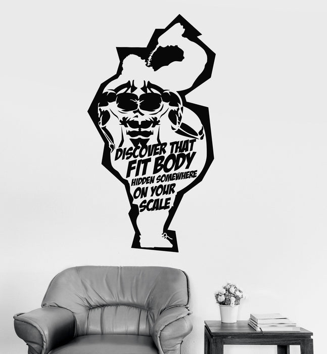 Vinyl Wall Decal Fitness Club Motivation Quote Muscle Gym Stickers Unique Gift (ig3944)