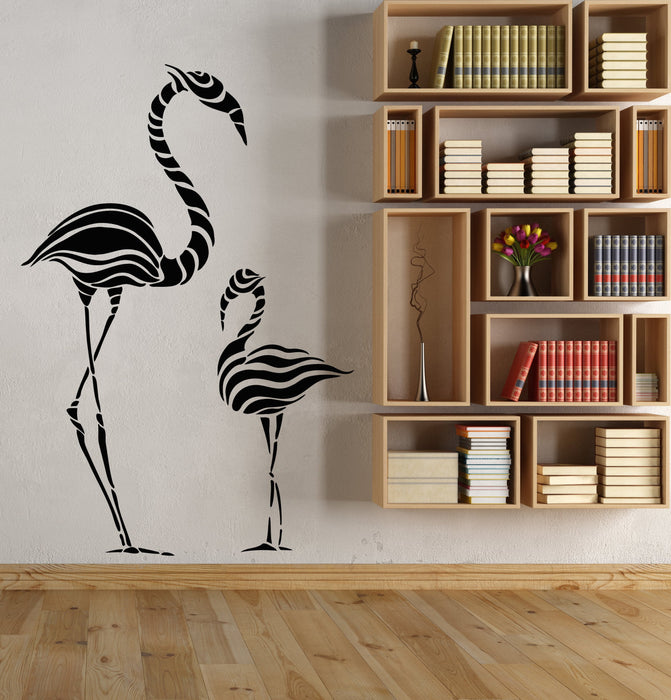 Vinyl Wall Decal Abstract Exotic Birds Flamingo Waves Stickers (2760ig)