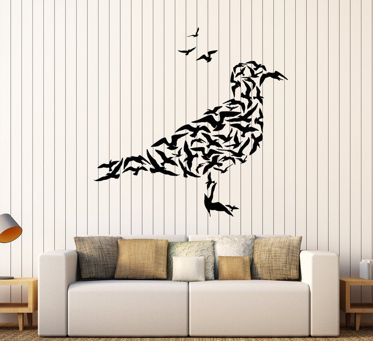 Vinyl Wall Decal Abstract Gulls Flock of Birds Animals Seagull Stickers (2335ig)