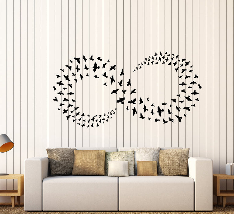 Vinyl Wall Decal Infinity Sign Symbol Flock Of Birds Bedroom Decor Stickers (2645ig)