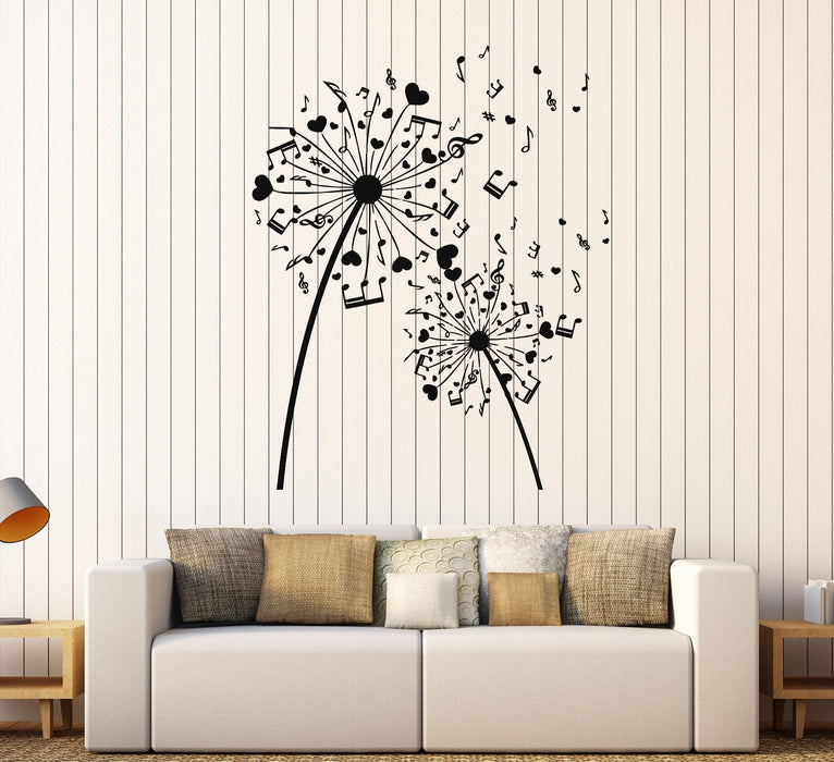 Vinyl Wall Decal Musical Dandelion Music Art Room Decoration Stickers Mural Unique Gift (346ig)
