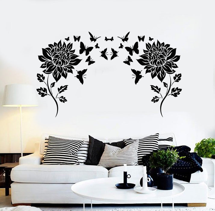 Vinyl Wall Decal Flowers Butterflies Home Room Decor Stickers Unique Gift (ig4630)