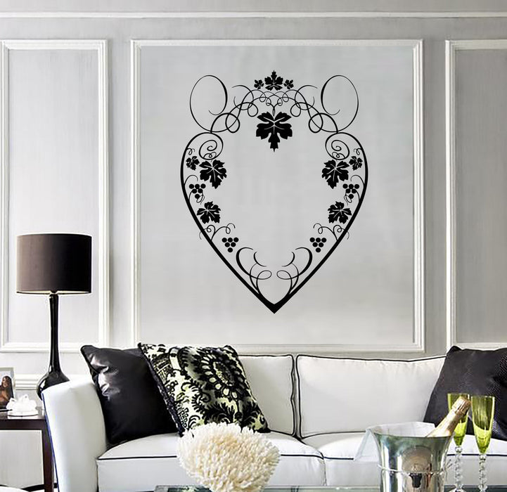 Wall Decal Beautiful Heart Patterns Grape Leaves Vinyl Stickers Unique Gift (ig2810)