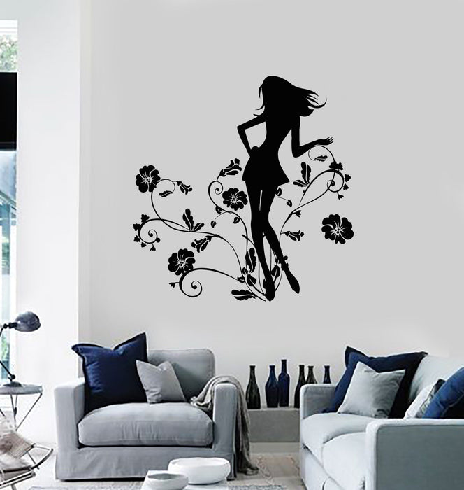 Wall Decal Girls Flowers Beautiful Room Floral Decor Vinyl Stickers Unique Gift (ig2798)