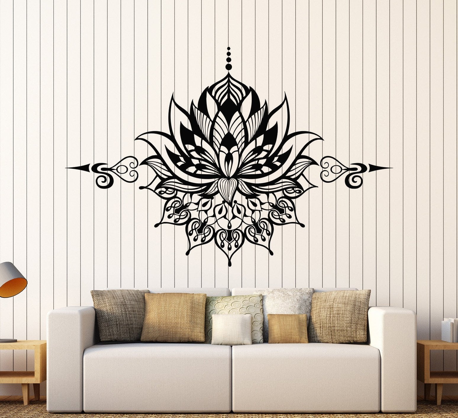 Vinyl Wall Decal Lotus Flower Yoga Buddhism Meditation Symbol Stickers ...