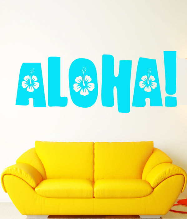 Vinyl Wall Decal Aloha Word Quote Hawaii Beach Style Stickers Unique Gift (1704ig)