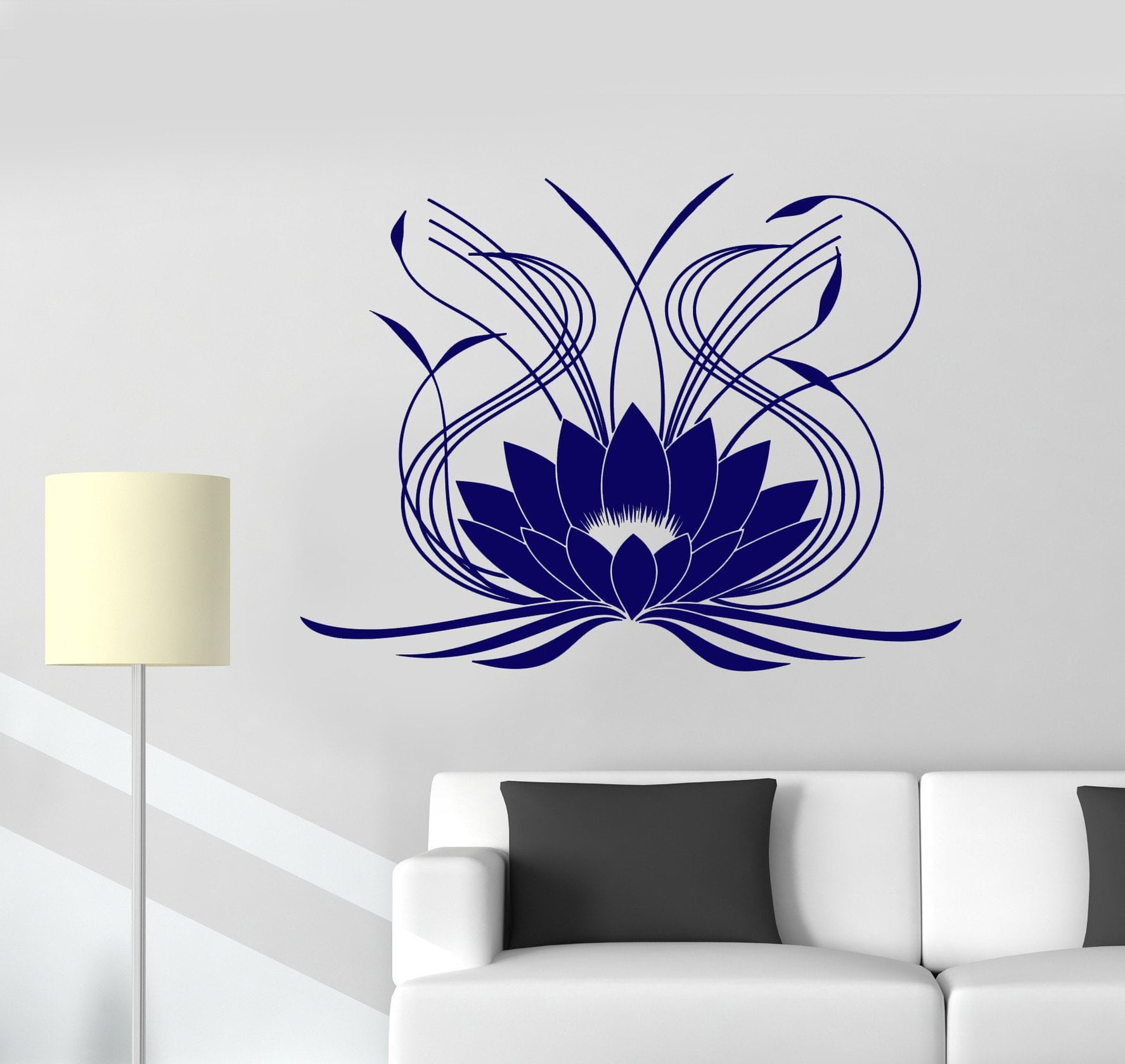 Vinyl Wall Decal Lotus Flower Ornament Floral Stickers Mural Unique Gi ...