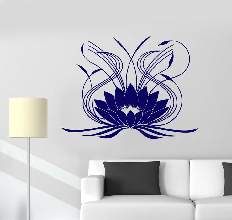 Vinyl Wall Decal Lotus Flower Ornament Floral Stickers Mural Unique Gift (644ig)