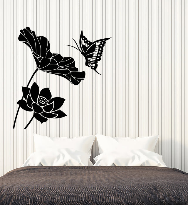 Vinyl Wall Decal Flowers Butterfly Bud Children's Room Stickers (3282ig)