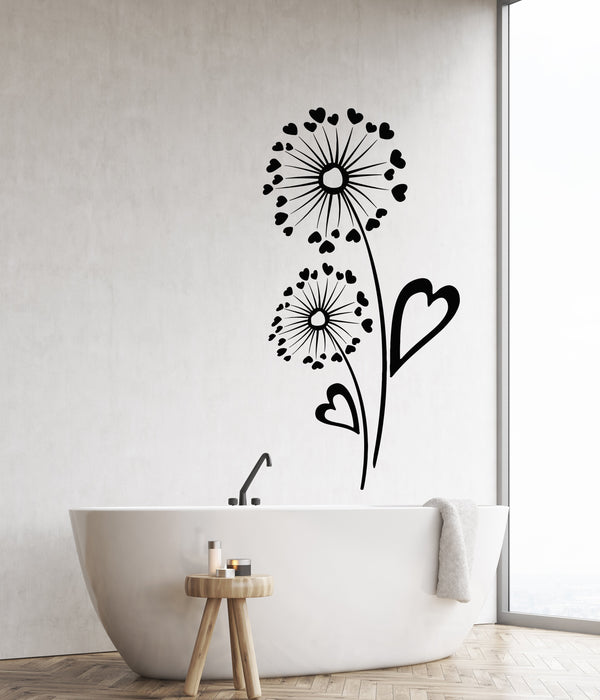 Vinyl Wall Decal Dandelion Flower Heart Symbol Romantic Love Stickers (2832ig)
