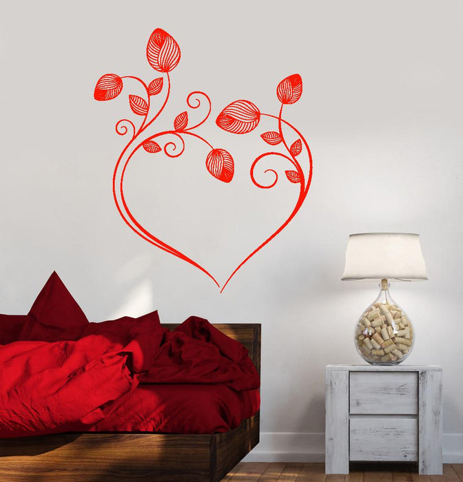 Vinyl Wall Decal Flowers Heart Art Decor Bedroom Design Love Stickers Unique Gift (954ig)