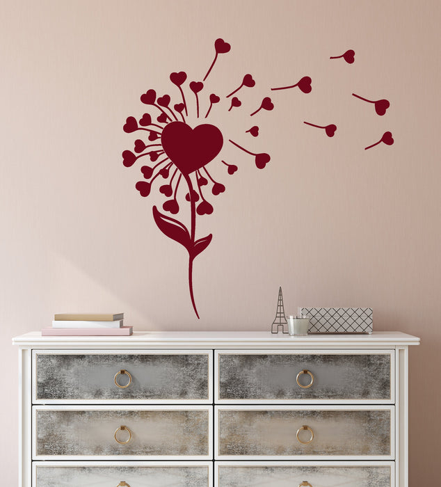 Vinyl Wall Decal Love Flower Hearts Romance Dandelion Plant Stickers (2150ig)