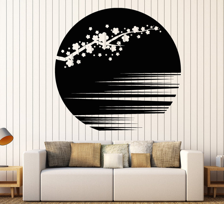 Vinyl Wall Decal Sunset Beautiful Sakura Flower Branch Asian Style Stickers Unique Gift (1142ig)
