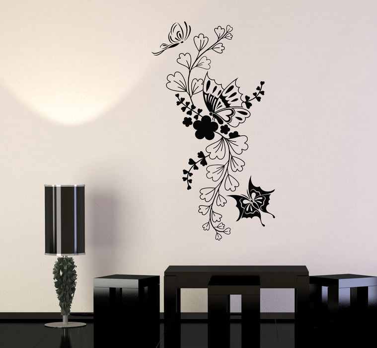 Vinyl Wall Decal Sticker Nature Flowers Butterfly Floral Beauty Room Decor Unique Gift (671ig)