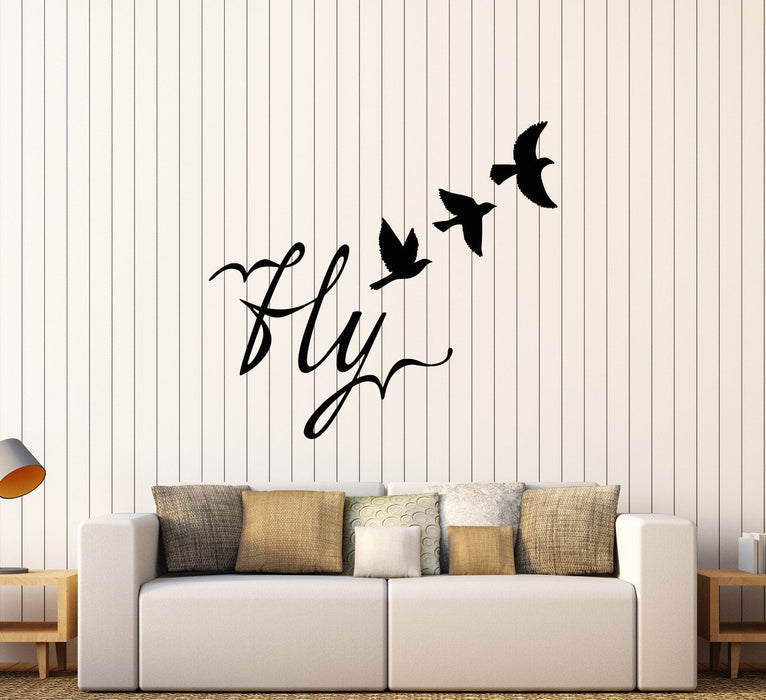 Vinyl Wall Decal Fly Word Bird Freedom Room Decoration Stickers Unique Gift (1627ig)