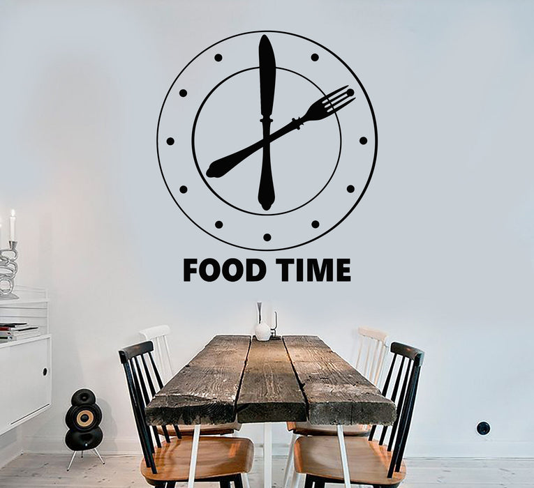 Vinyl Wall Decal Clock Food Time Kitchen Funny Decoration Stickers Unique Gift (1641ig)