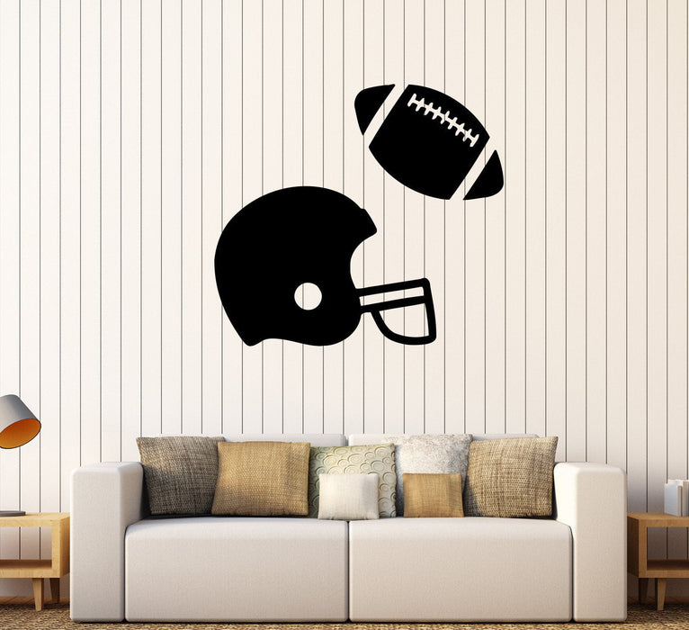 Vinyl Wall Decal American Football Helmet Ball Boy Teen Room Stickers Unique Gift (510ig)