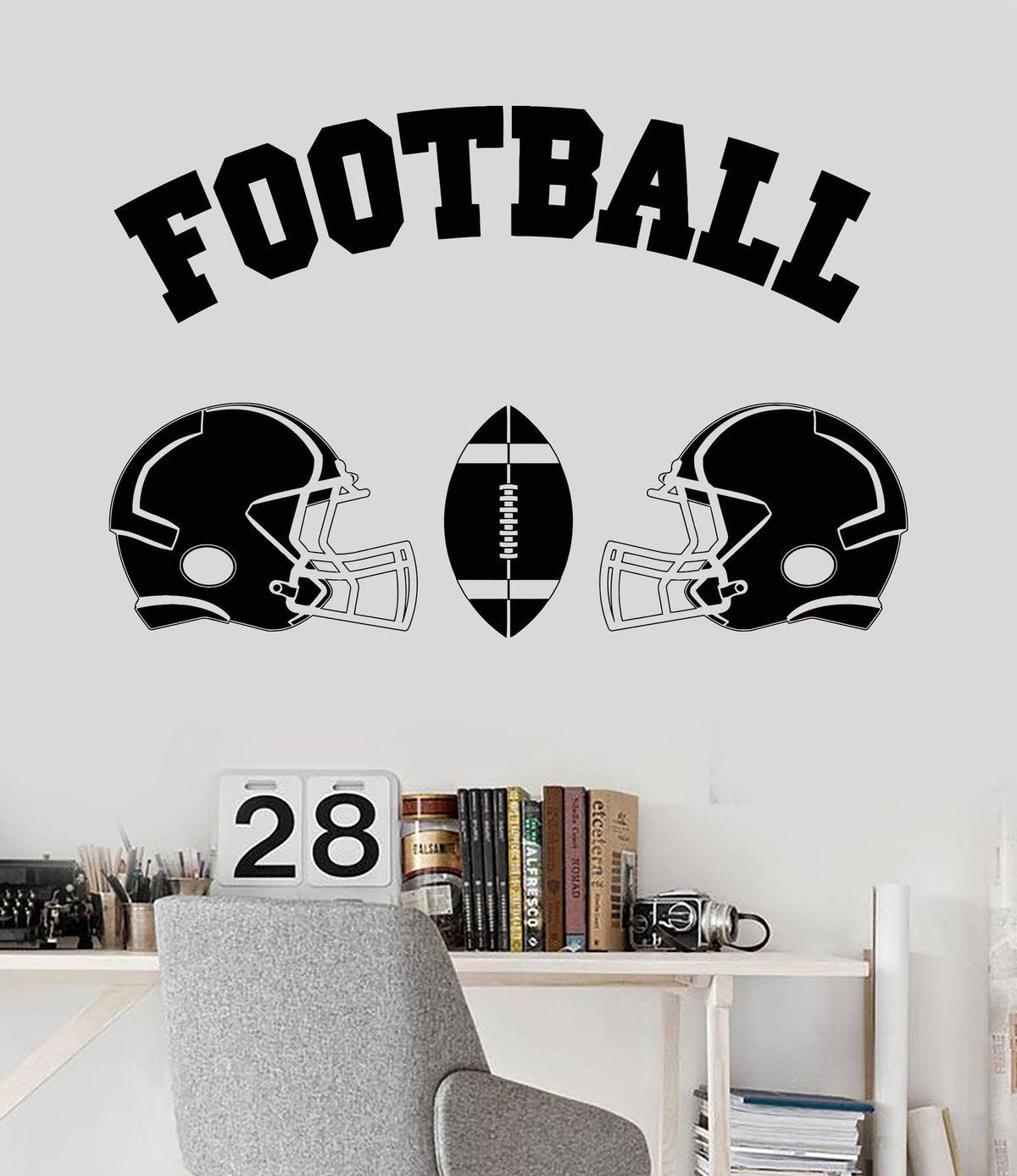 Vinyl Wall Decal Football Helmet Ball Boy Room Sports Decor Stickers U