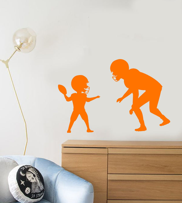 Vinyl Wall Decal American Football Sport Player Father And Son Stickers (2802ig)