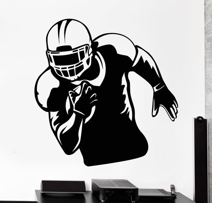 Vinyl Wall Decal American Football Player Sports Helmet Stickers Unique Gift (1296ig)