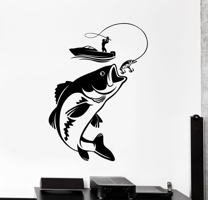 Vinyl Wall Decal Fishing Fisherman Hobby Fish Boat Stickers Unique Gift  (ig4209)