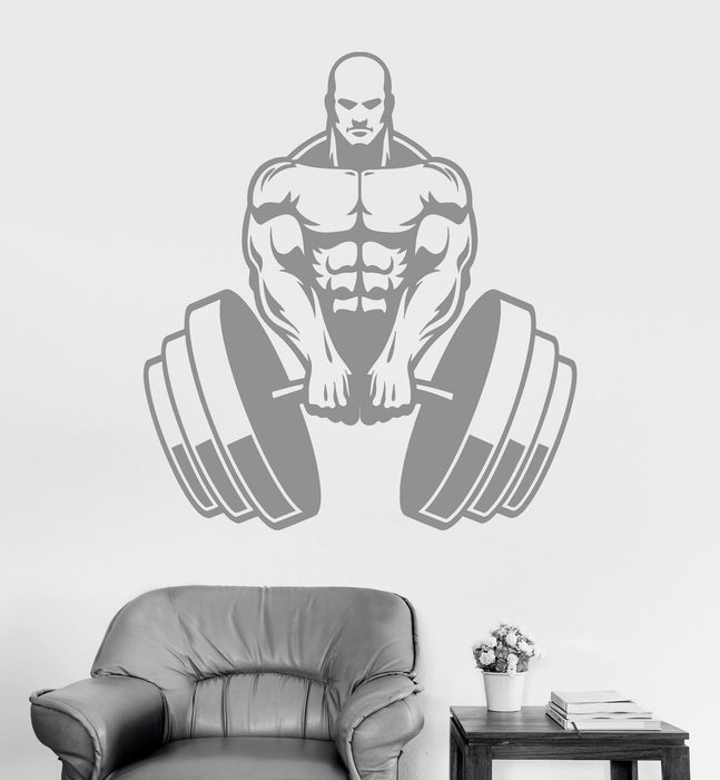 Vinyl Wall Decal Strongman Barbell Sports Gym Decor Muscled Stickers Unique Gift (ig3280)