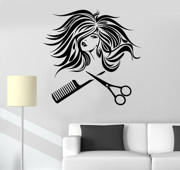 Vinyl Wall Decal Hair Salon Woman Beauty Hairdresser Stylist Stickers Unique Gift (ig4013)