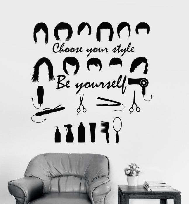 Vinyl Wall Decal Hair Salon Stylist Hairdresser Stickers Mural Unique Gift (ig4204)